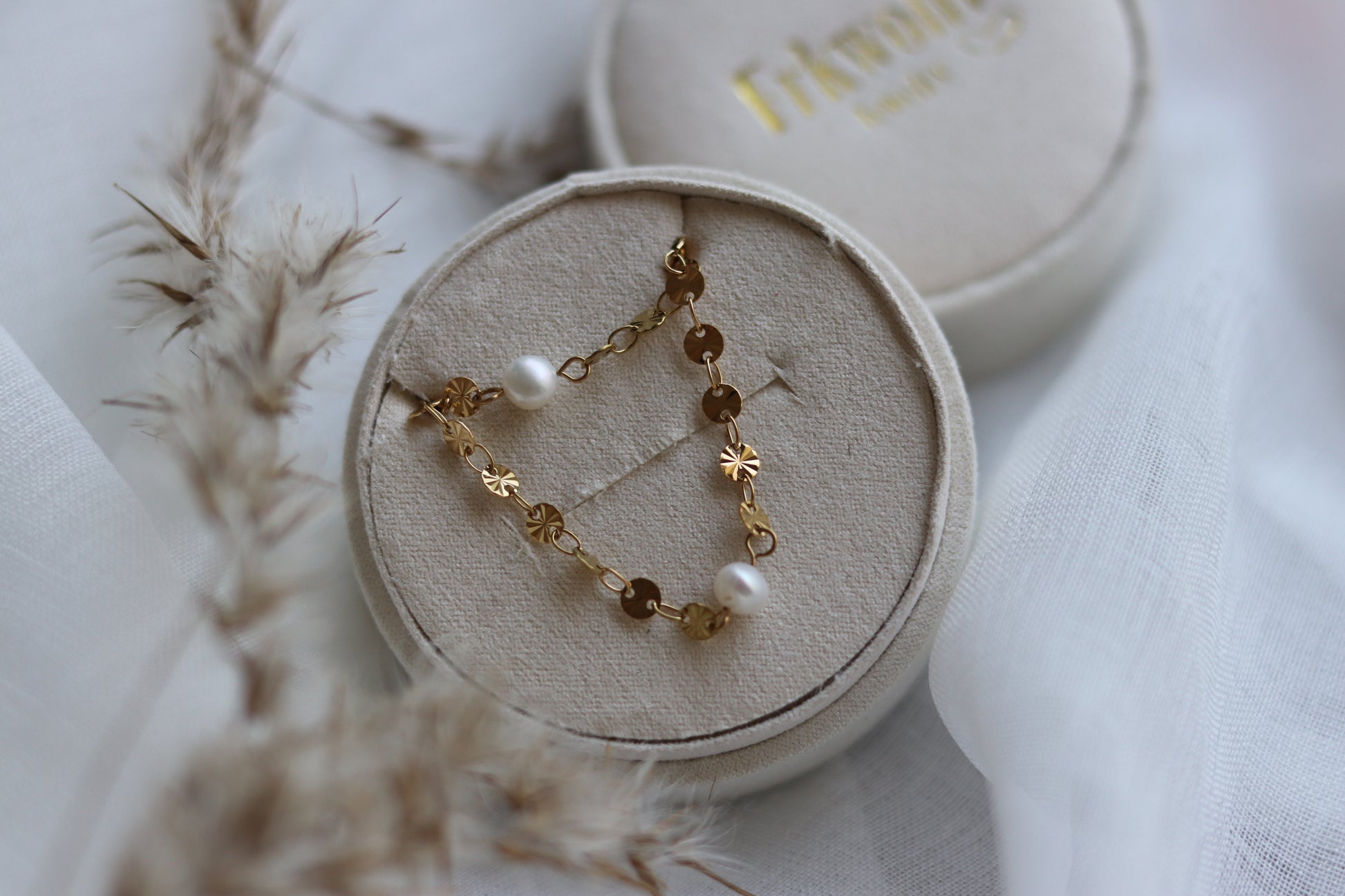 Perle halskæde guld