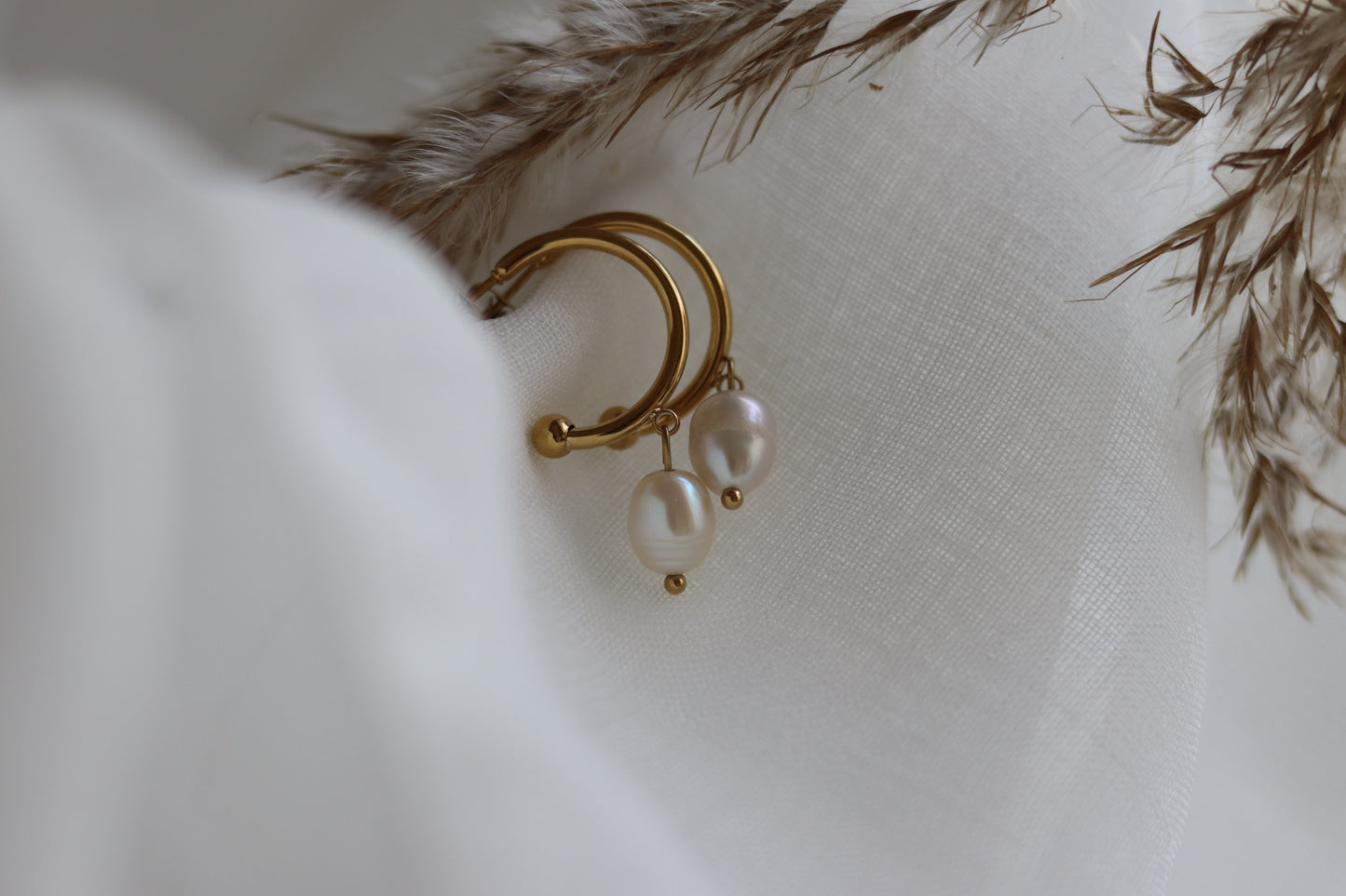 Pearl hoops fra siden guld