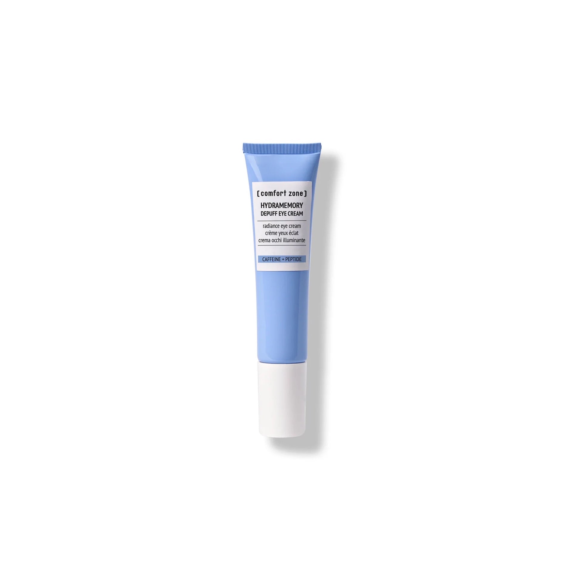 Comfort Zone Hydramemory Depuff Eye Creme 15ml - Intensiv øjencreme der reducerer hævelser, mørke rande og fine linjer omkring øjnene. Beriget med hyaluronsyre og planteekstrakter for optimal fugtgivning og opfriskning. Ideel til trætte øjne og dehydreret hud. Vises i elegant tube