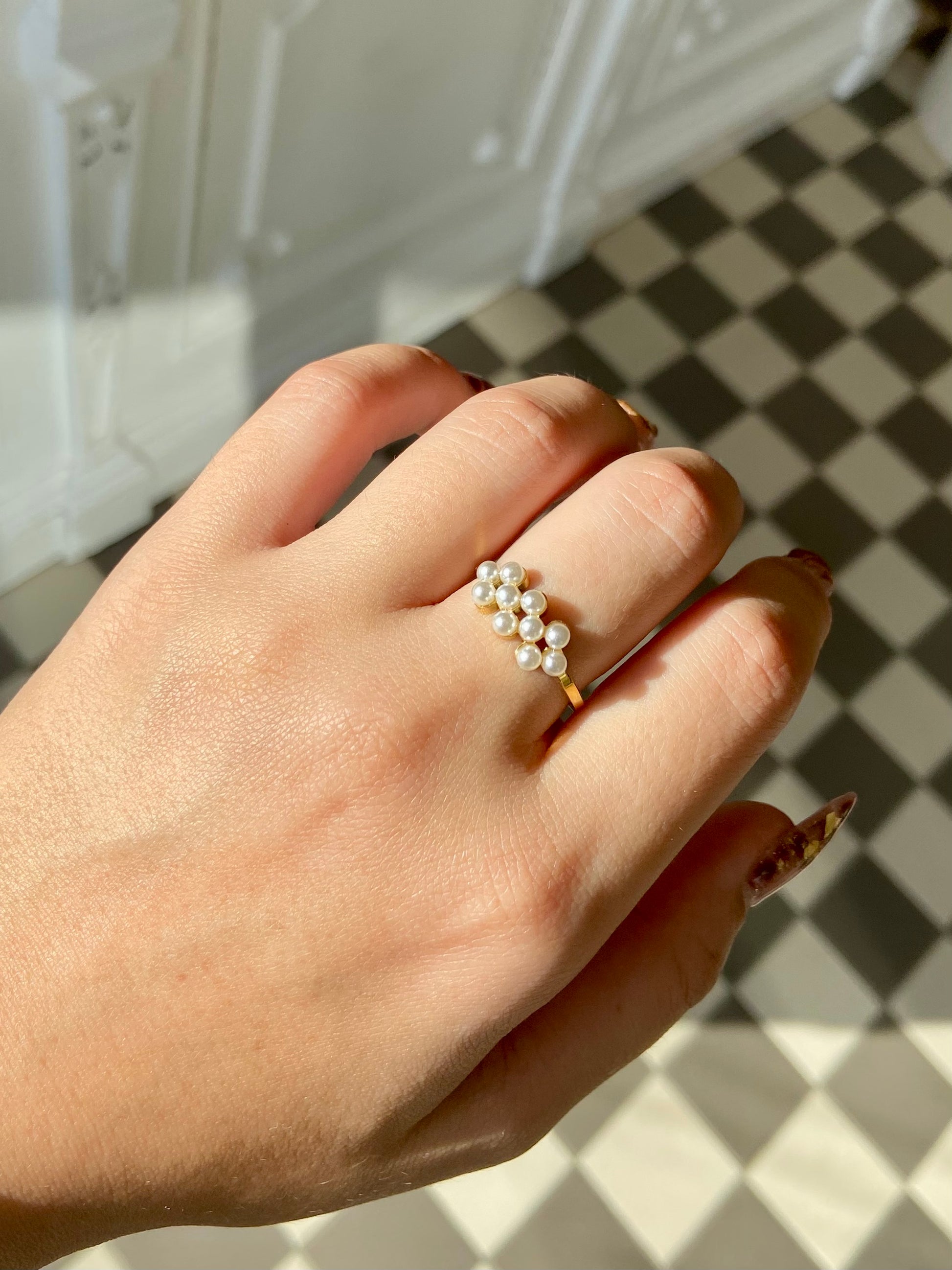 Close up, perle ring