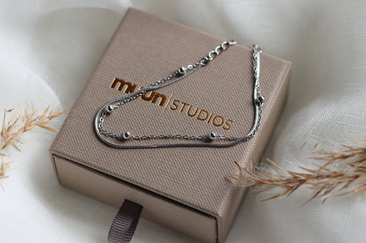 Dobbelt sølv armbånd