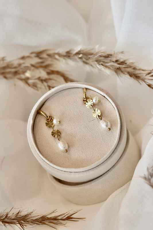 Guld Øreringe med perler