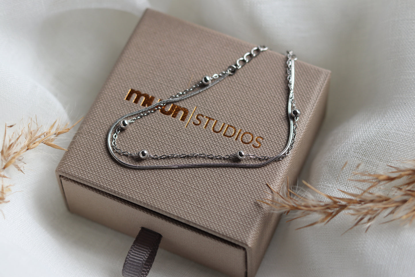 Dobbelt sølv armbånd